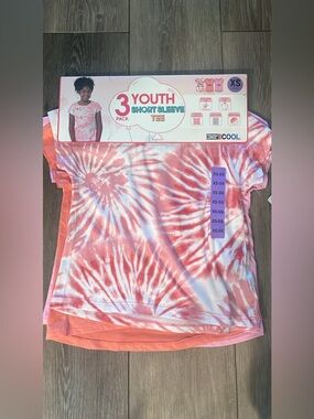 Youth Tie-Dye Short Sleeve 3 pack of Tees - Pink/White - XS